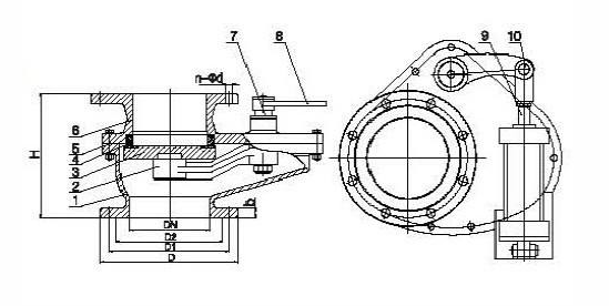 氣動陶瓷擺動閥結(jié)構(gòu)圖 氣動陶瓷擺動閥結(jié)構(gòu)圖